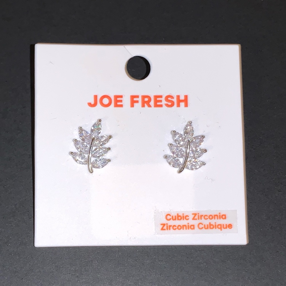 Cubic Zirconia Leaf Earrings